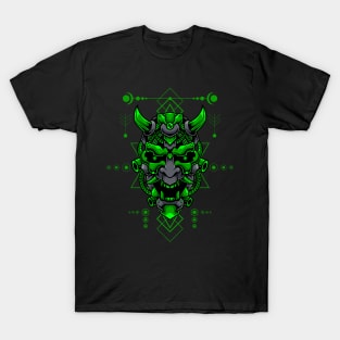 Cyber Oni: Futuristic Robot Oni Mask Illustration T-Shirt